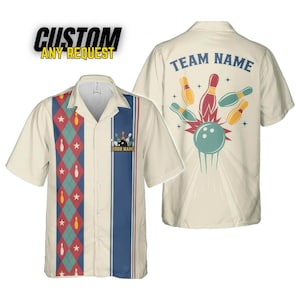 Personalized Retro Bowling Hawaiian Shirt, Custom Name Button Down Shirt, Matching Bowling Team Shirt, Bowling Lover Gift, Bowler Shirts BL3 image 4