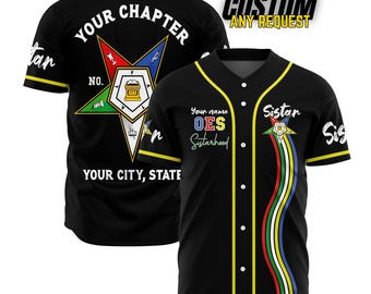Customize Order of the Eastern Star OES Pentagon Down AF&AM Baseball Jersey Shirt B33