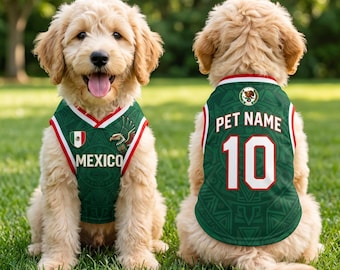 Personalized Mexico Pet Soccer Jersey,Custom Dog Cat Football Shirt,Name Number Puppy Sportswear BKB13