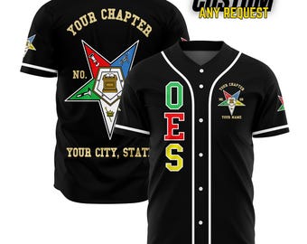 Customize Order of the Eastern Star OES Pentagon Down AF&AM Baseball Jersey Shirt B32