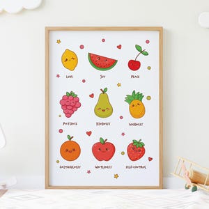 Fruit of the Spirit Wall Art for Kids | Scripture Wall Art Bible Verse | Christian Kids Printable | Digital Download | Nursery Wall Art