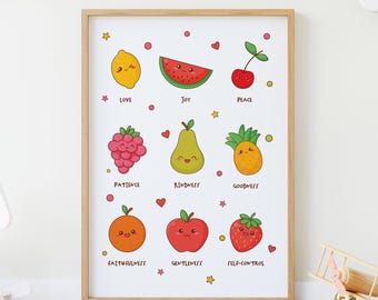 Fruit of the Spirit Kinderwandkunst - Christliche Schrift Poster - Galater 5:22-23