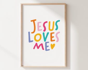 Jesus Loves Me Print: Christian Kids Wall Decor
