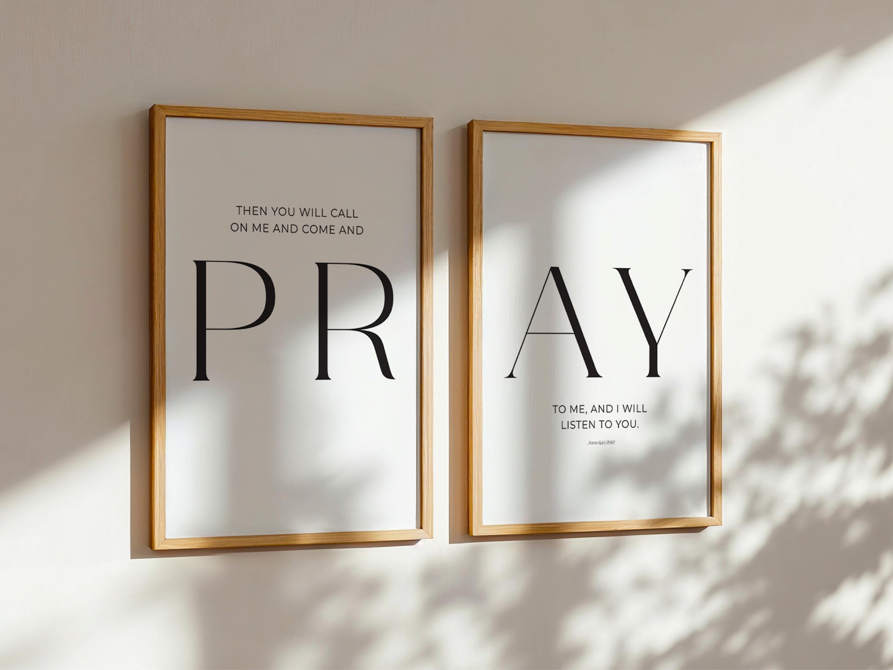 Pray Bible Verse Wall Art | Christian Decor Printable | Set of 2 ...