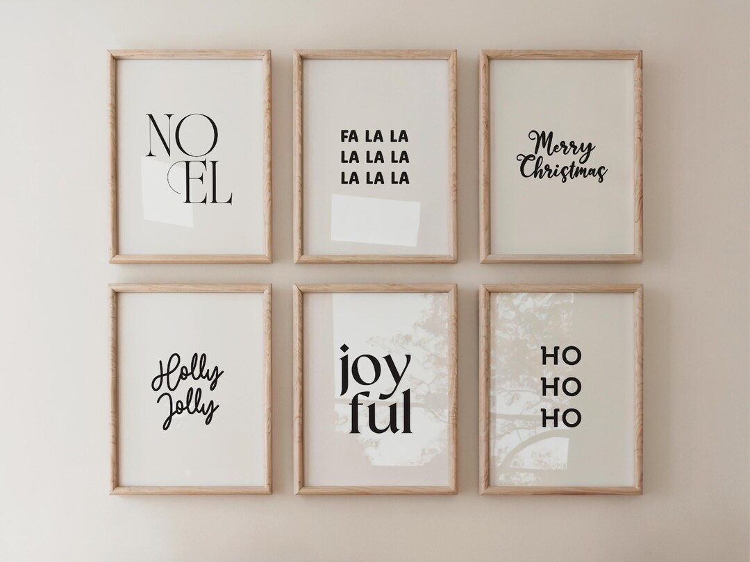 Minimalist Christmas Wall Art Set | Black and White Holiday Printables ...