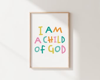 Lámina "Hijo de Dios" / Decoración cristiana colorida para habitación infantil (Descarga digital)