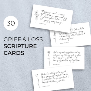 30 Printable Scripture Cards | Encouraging Christian Verses for Grief and Loss | Bible Verse Cards | Download and Print Yourself