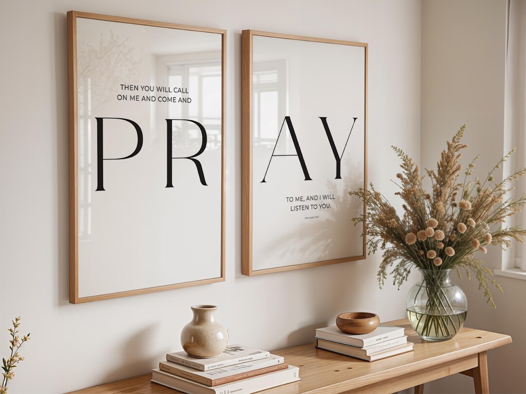 Pray Bible Verse Wall Art | Christian Decor Printable | Set of 2 ...