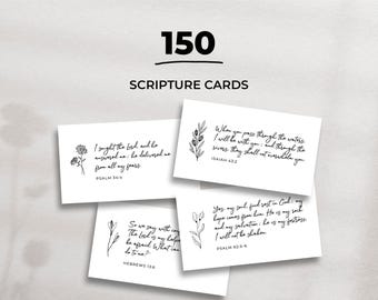 150 carte con versetti della Bibbia: Scritture cristiane, incoraggiamento (download digitale)
