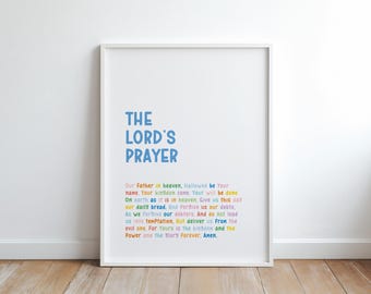 The Lord’s Prayer Printable – Colourful Christian Wall Art for Kids' Room or Sunday School