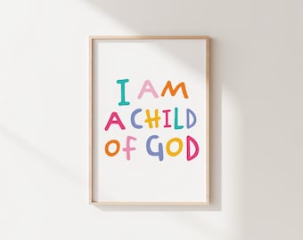 Lámina "Hijo de Dios" / Decoración cristiana colorida para habitación infantil (Descarga digital)