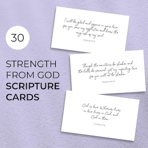 30 Printable Strength Scripture Cards | Bible Verses on God’s Strength | Christian Encouragement | Memory Scripture Cards | Instant Download