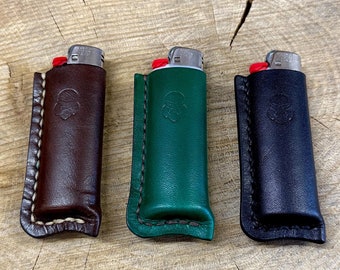 BiCライター用レザーライターホルダー、回転カラビナとスナップ