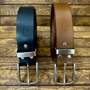 Handmade Full Grain Leather Men’s Belt - Stainless Steel Buckle, 1.5&quot; (38mm), Custom Made