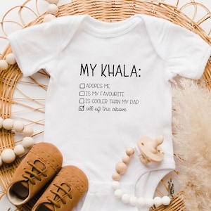Khala Onesie, Khala&#39;s Bestie, Khala Gift, Pakistani Baby Onesie, Muslim Onesie, Muslim Baby Shower, Muslim Baby Gift, Islamic Baby Gift