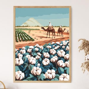 Egyptian Farm Fields Art Print | Rural Illustration and Landscape Decor | Perfect Gift for Farmers & Art Lovers