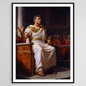 Julius Caesar in the Senate Art Print, Roman History Painting, Historical Political Art
