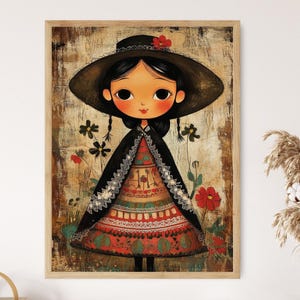 Argentine Gaucho Doll Art Print, Traditional Poncho Dress, Pampas Culture, Argentine Heritage, Doll Decor, Cultural Wall Art, Argentina Gift