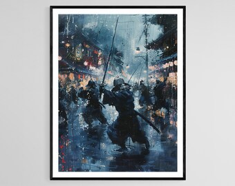波と武士の和風アートキャンバスF8 剣道家キャンバス絵画 – 武道道場の装飾 - Etsy 日本