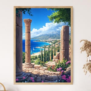 Carthage Ruins Art Print, Ancient Tunisia Mediterranean View
