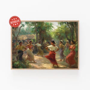 Tinikling Dance Art Print, Filipino Cultural Wall Decor, Vibrant Philippines Folklore Artwork, Traditional Filipino Dance Poster, Ethnic Art