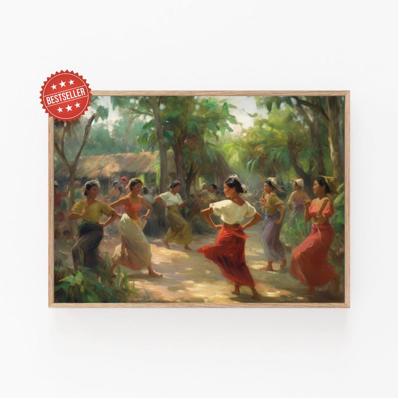 Tinikling Dance Art Print: Vibrant Filipino Folklore Wall Decor image 2
