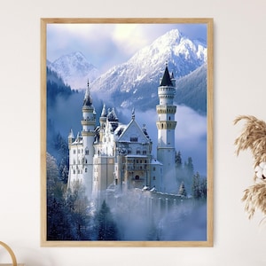 Neuschwanstein Castle Art Print, Germany, Bavarian Alps, Fairy-Tale Architecture