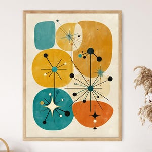 Vintage Space Age Forms Fine Art Print, Retro Atomic Abstract Design