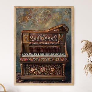 Classic Harmonium with Detailed Craftsmanship Art, Traditional Indian Musical Instrument Painting