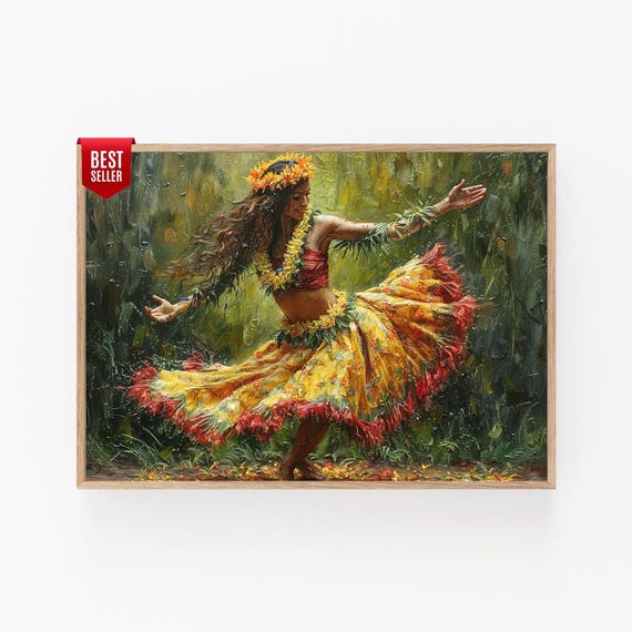 ハワイの伝統の優美さをとらえた、優美なフラダンスアート - Etsy 日本