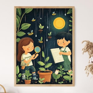 Kinder Garten Illustration, Pflanzen Wachstum Poster, STEM Lerndruck
