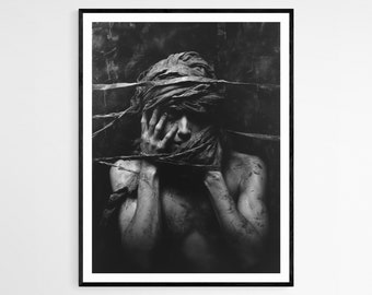 Gothic Horror Kunstdruck: Gruselige Gruselszene, Gruseliger Halloween Kunstdruck