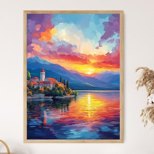 Lake Sevan Sunrise Art Print, Armenian Mountain View