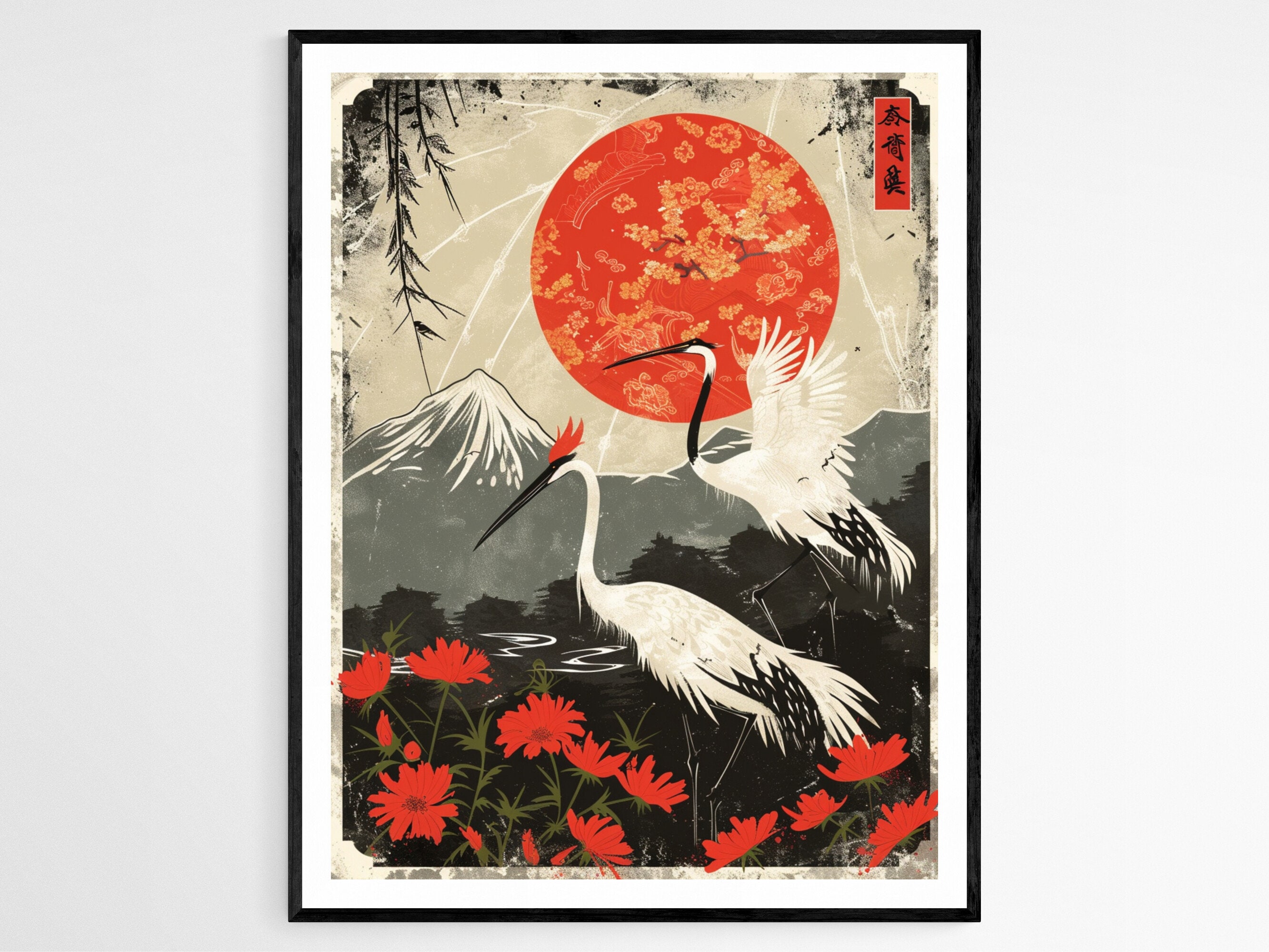 Exquisite Hanafuda Card Illustration, Vibrant Wall Art Print