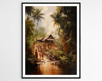 Bayanihan Filipino Art Print | Vibrant Cultural Scene | Decorative Wall Art | Perfect Housewarming Gift