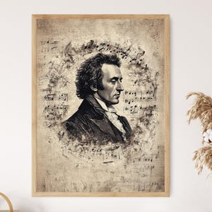 Frédéric Chopin Portrait Print, Polish Composer Wall Art