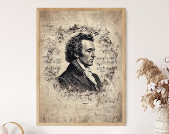 ルートヴィヒ・ヴァン・ベートーヴェンの肖像画アートプリント、時代を