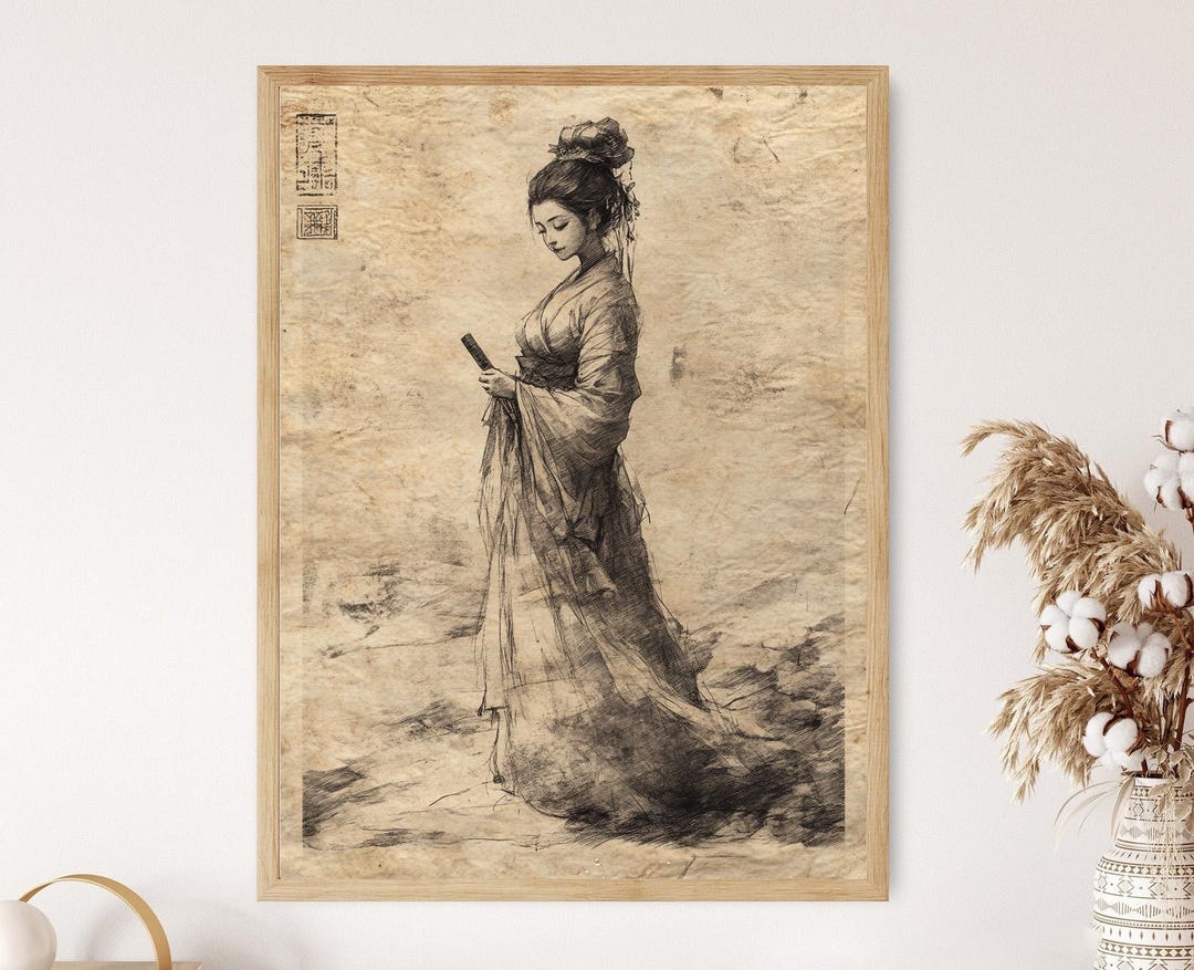 女媧女神のアートプリント：中国の創造神、蛇の姿、天上の調和 - Etsy 日本