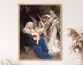 天使の聖母キャンバス壁アート - ウィリアム・アドルフ・ブグローの