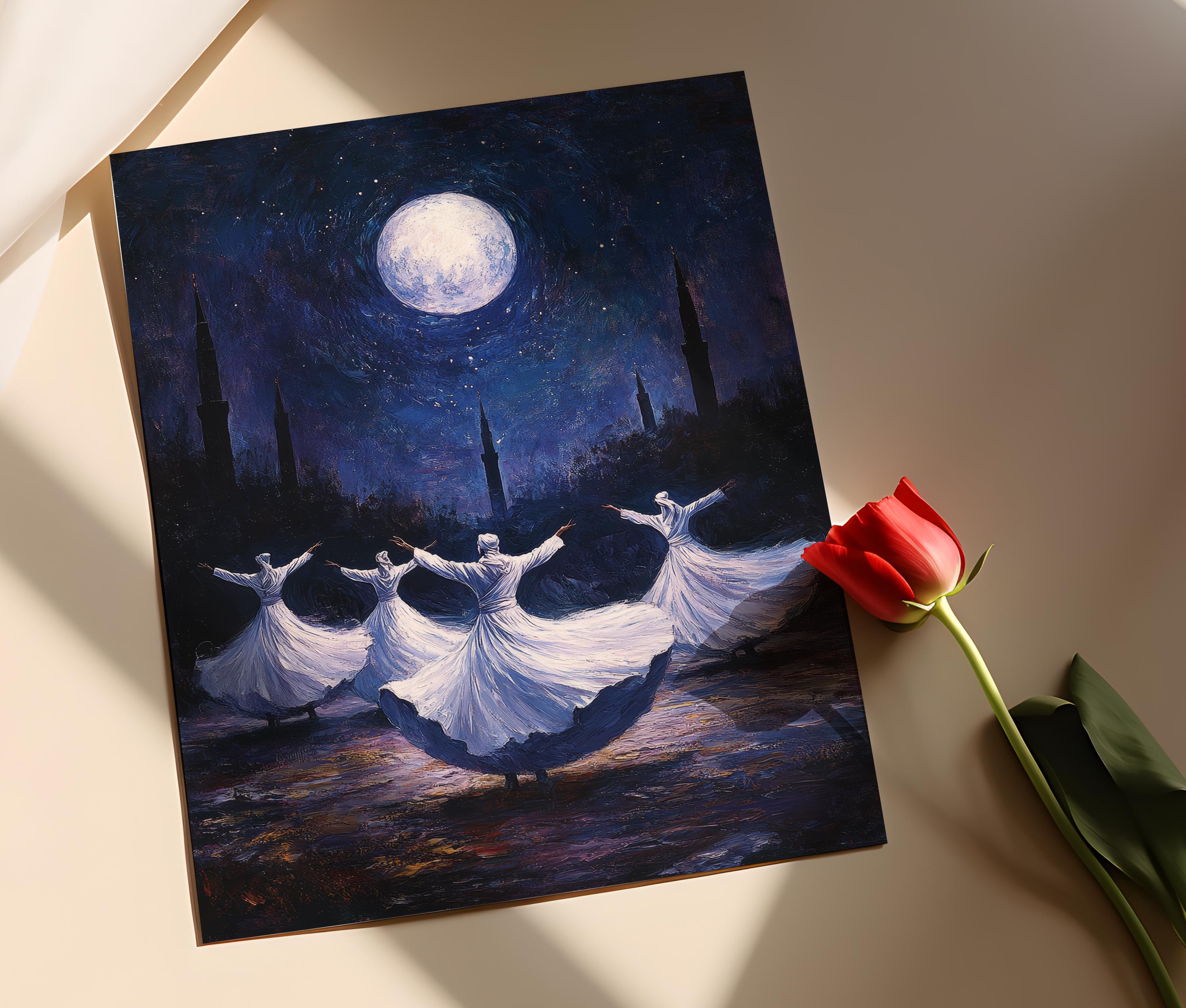 Whirling Dervishes Under Moonlight, Sufi Dance in Harmony