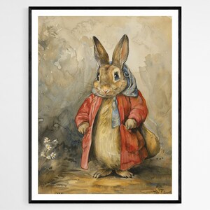 Encantadora impresión de arte estilo Beatrix Potter, ilustración casera de inspiración vintage, regalo único de inauguración de la casa