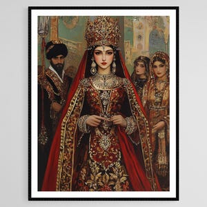Qajar Dynastie Portrait Kunstdruck, historische persische Kunst