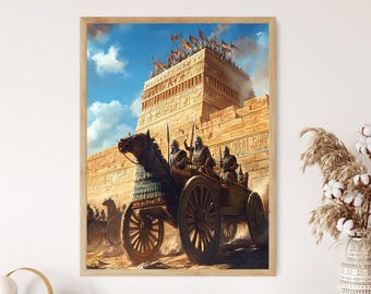 Babylonian War Chariot Art Print, Ancient Soldiers and Military Prowess
