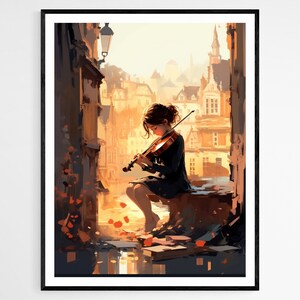 Violin Girl Fine Art Print, Elegant Wall Art, Perfect Home Decor, Unique Gift for Music Lovers