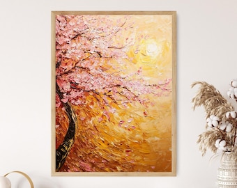 春の桜、ゴッホにインスピレーションを受けた、鮮やかな印象派のアート