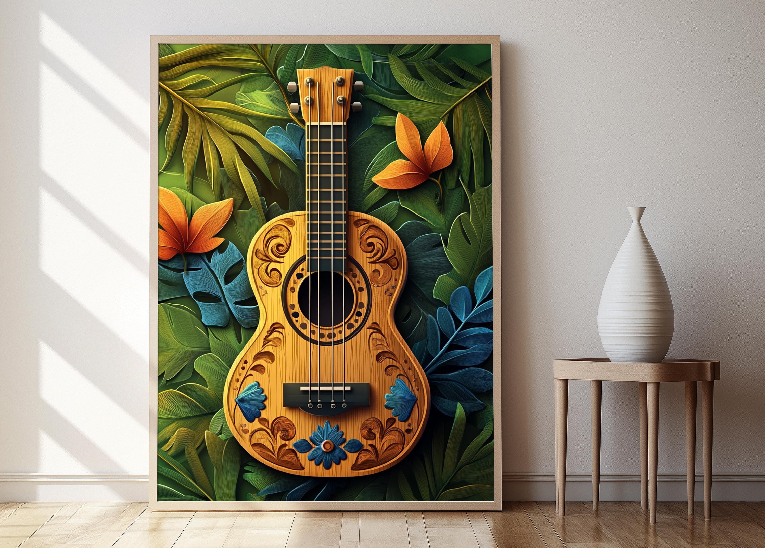 アート・デザイン・音楽 Bahia Tatuagens - Arlete Soares jf00 Puerto Rican Cuatro Guitar Ornament Art Print: Cultural Flag