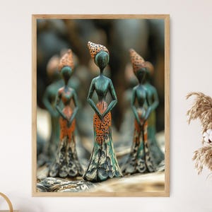 Impression d&#39;art de sculpture sur bois tanzanienne, décoration de conte culturel