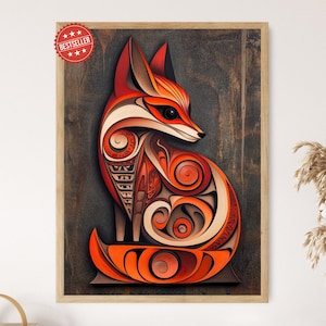 Haida Red Fox Art Print: Native American Symbol, Pacific Northwest Wall Decor