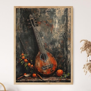 Detailed Ektara with Rustic Charm Art, Traditional Indian Musical Instrument Painting