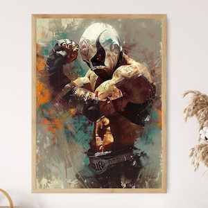 Dynamisches Lucha Libre Wrestler Poster, Authentische mexikanische Ringkunst, auffälliges Schlafzimmerdekor, Geschenk für besondere Anlässe